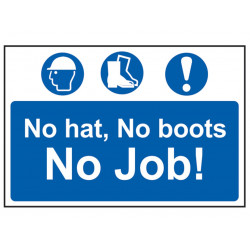 Scan 4009 No Hat, No Boots, No Job! - PVC Sign 600 x 400mm