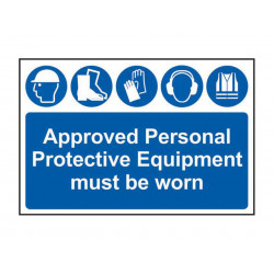 Scan 4020 Approved PPE Must Be Worn - PVC Sign 600 x 400mm