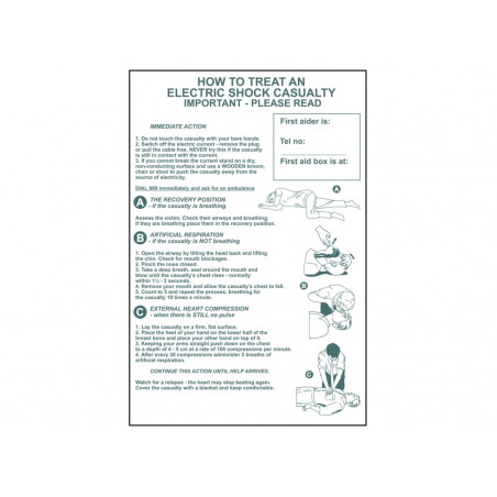 Scan 4240 How To Treat An Electric Shock Casualty - PVC Sign 400 x 600mm