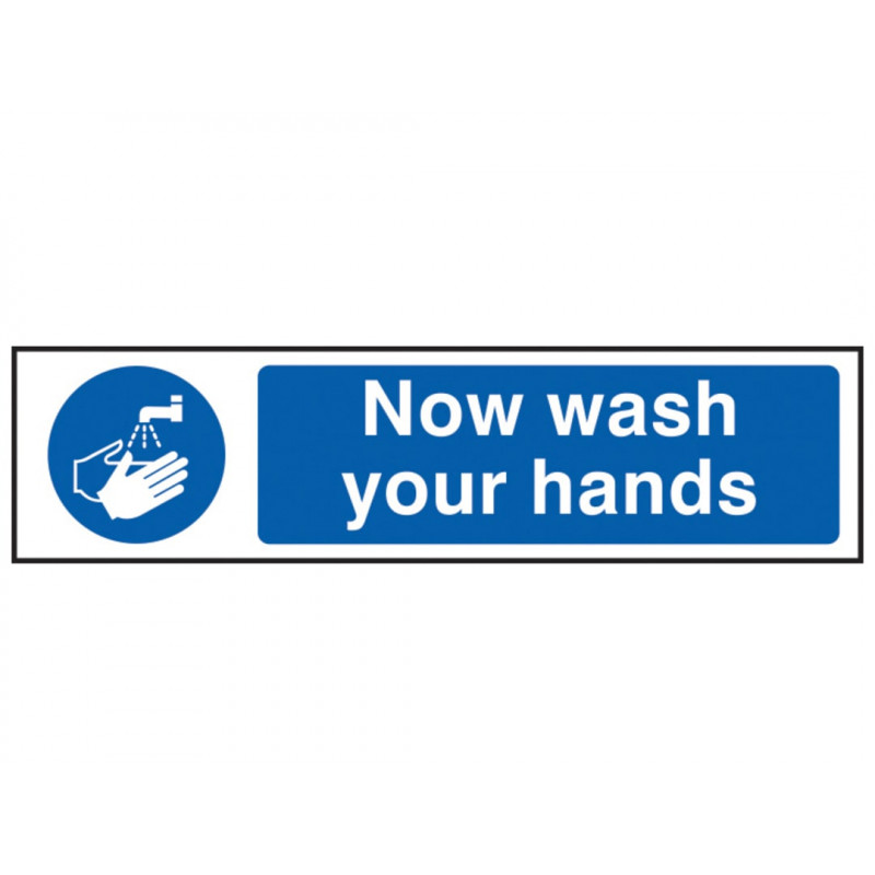 Scan 5014 Now Wash Your Hands - PVC Sign 200 x 50mm Scan 5014 Now Wash Your Hands - PVC Sign 200 x 50mm