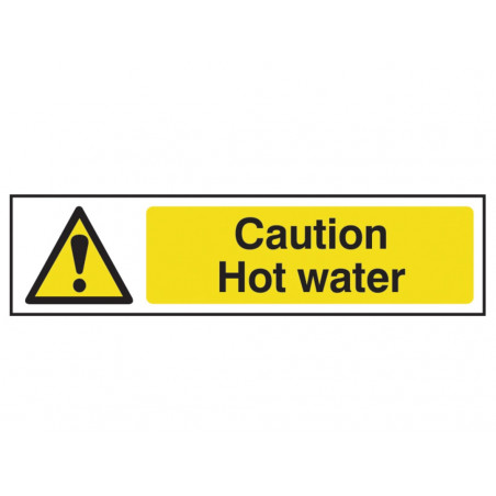 Scan 5116 Caution Hot Water - PVC Sign 200 x 50mm
