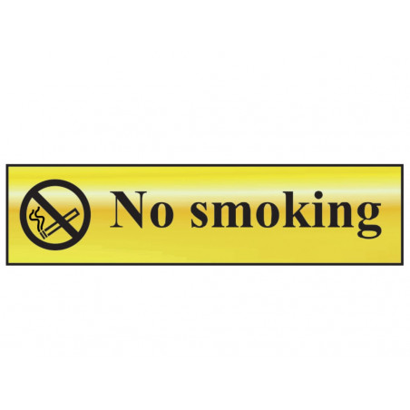 Scan 6000 No Smoking - Polished Brass Effect 200 x 50mm