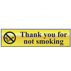 Scan 6001 Thank You For Not Smoking - Polished Brass Effect 200 x 50mm