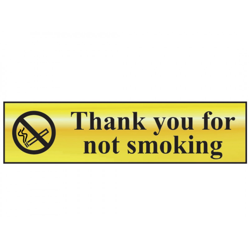 Scan 6001 Thank You For Not Smoking - Polished Brass Effect 200 x 50mm Scan 6001 Thank You For Not Smoking - Polished Brass Effect 200 x 50mm