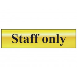 Scan 6013 Staff Only - Polished Brass Effect 200 x 50mm