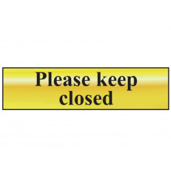Scan 6019 Please Keep Closed - Polished Brass Effect 200 x 50mm