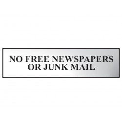 Scan 6023C No Free Newspapers Or Junk Mail - Polished Chrome Effect 200 x 50mm