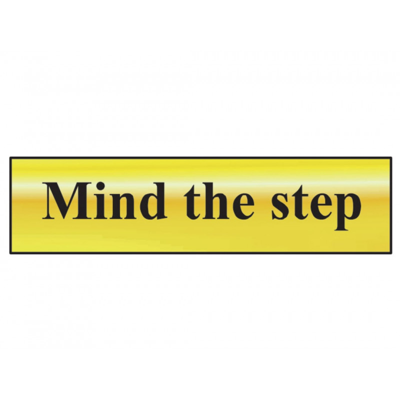 Scan 6029 Mind The Step - Polished Brass Effect 200 x 50mm
