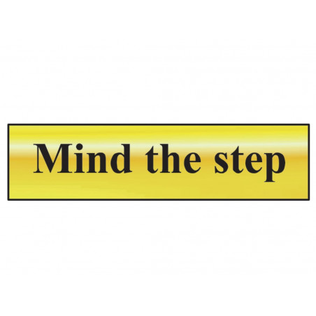 Scan 6029 Mind The Step - Polished Brass Effect 200 x 50mm