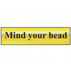 Scan 6030 Mind Your Head - Polished Brass Effect 200 x 50mm
