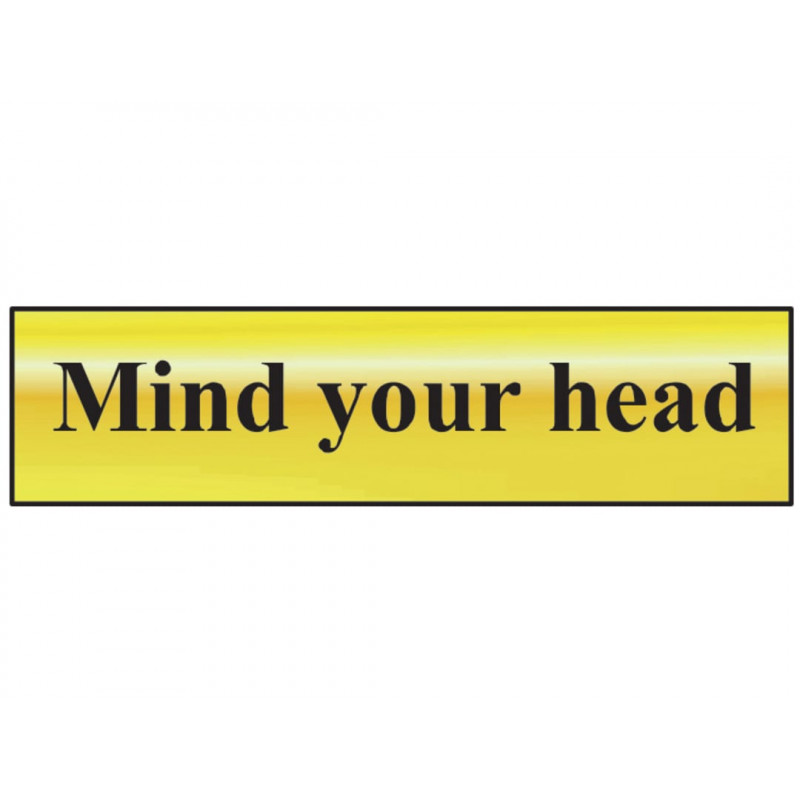 Scan 6030 Mind Your Head - Polished Brass Effect 200 x 50mm Scan 6030 Mind Your Head - Polished Brass Effect 200 x 50mm