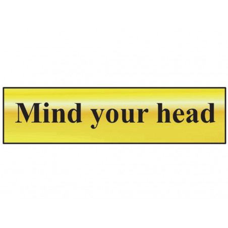 Scan 6030 Mind Your Head - Polished Brass Effect 200 x 50mm