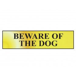 Scan 6050 Beware Of The Dog - Polished Brass Effect 200 x 50mm