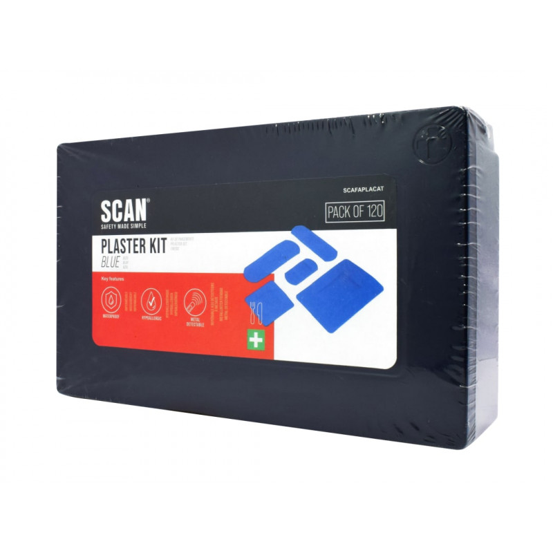 Scan SCANBDP Assorted Hypoallergenic Blue Plasters 120 Scan SCANBDP Assorted Hypoallergenic Blue Plasters 120