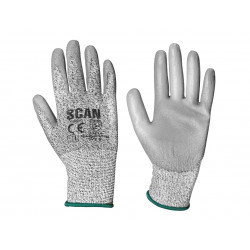 Scan H3101-3 Grey PU Coated Cut 3 Gloves - M (Size 8)