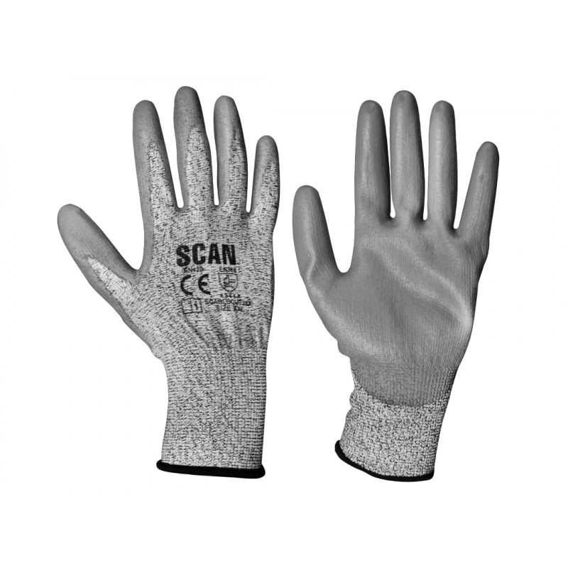 Scan H3101-3 Grey PU Coated Cut 3 Gloves - XXL (Size 11) Scan H3101-3 Grey PU Coated Cut 3 Gloves - XXL (Size 11)