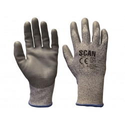 Scan 2AYH33J-24 Grey PU Coated Cut 5 Gloves - L (Size 9)