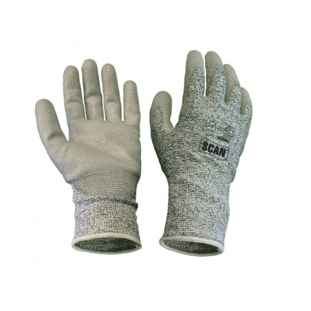 Scan 2AYH33J-24 Grey PU Coated Cut 5 Gloves - XL (Size 10)