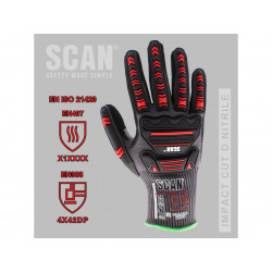 Scan NJC3266DQS Nitrile Palm Impact Cut D Gloves - XL (Size 10)