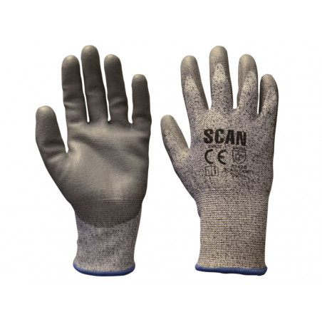 Scan H3101-5 Grey PU Coated Cut 5 Gloves - XXL (Size 11)