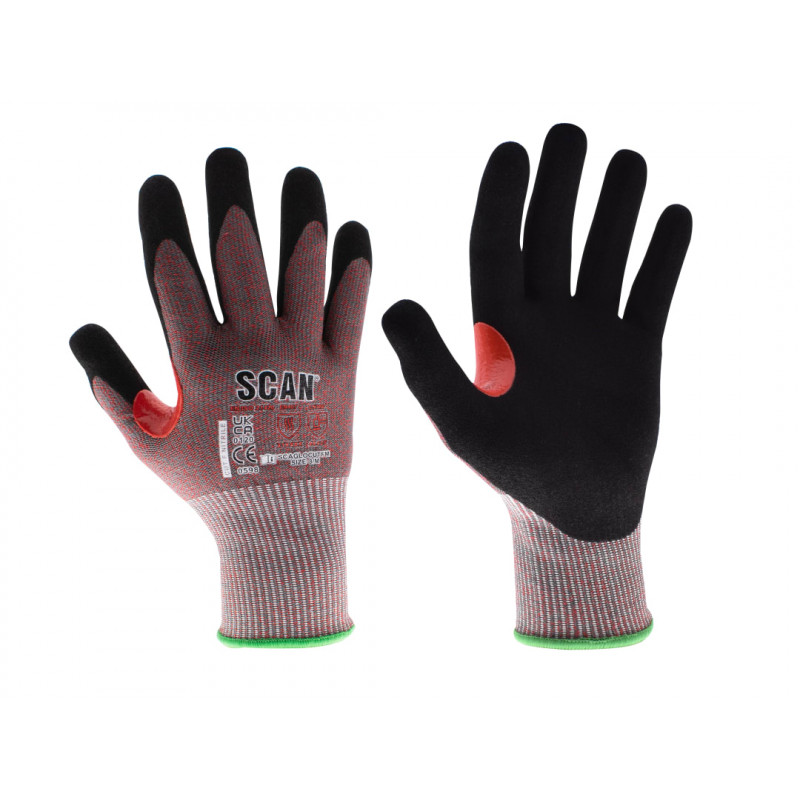 Scan NJC3258DQ Nitrile Palm Cut F Gloves - L (Size 9) Scan NJC3258DQ Nitrile Palm Cut F Gloves - L (Size 9)