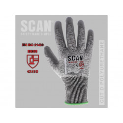 Scan PES3353 PU Palm Cut D Gloves - L (Size 9)