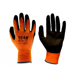 Scan 2ARK46J-24 Hi-Vis Orange Foam Latex Coated Gloves - L (Size 9)