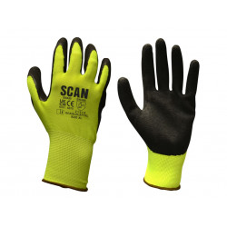 Scan 2ARK49L-24 Hi-Vis Yellow Foam Latex Coated Gloves - L (Size 9)