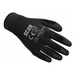 Black PU Coated Gloves - XL (Size 10) (12 Pairs)