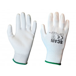 Scan 5004W White PU Coated Gloves - M (Size 8) (Pack 12)