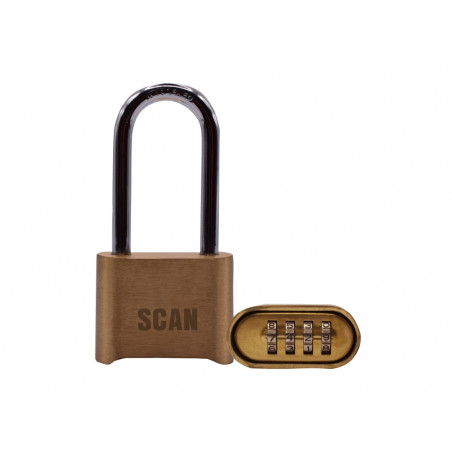 Scan ZA116-1L Brass Combination Padlock 50mm Long Shackle