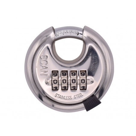 Scan XA115 Stainless Steel Disk Type Combination Padlock 70mm
