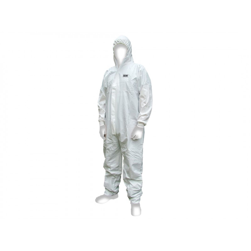 Scan 2503 LARGE Chemical Splash Resistant Disposable Coverall White Type 5/6 L (39-42in) Scan 2503 LARGE Chemical Splash Resistant Disposable Coverall White Type 5/6 L (39-42in)