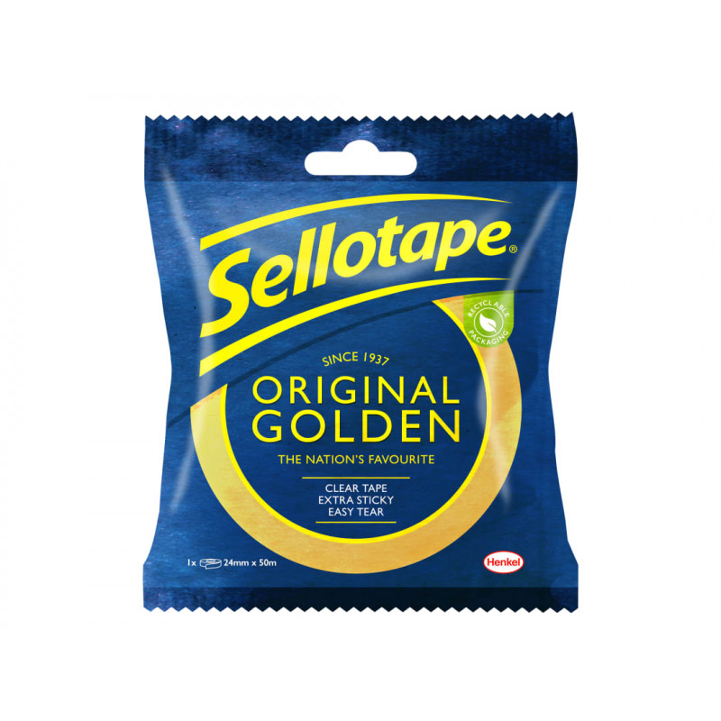 Sellotape 2928287 Original Golden Sticky Tape - 1 Roll 24mm x 50m Sellotape 2928287 Original Golden Sticky Tape - 1 Roll 24mm x 50m