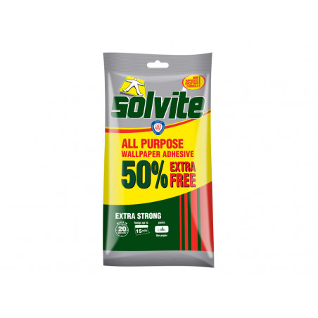 Solvite 1082225 All Purpose Extra Strong Wallpaper Paste - 10 Roll Sachet with 50% Free