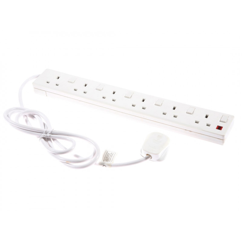 SMJ F6W2IS Extension Lead 240V 6-Way 13A Switched Neon 2m SMJ F6W2IS Extension Lead 240V 6-Way 13A Switched Neon 2m