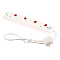 SMJ S4WISP Extension Lead 240V 4-Way 13A Surge Protection Switched 0.75m