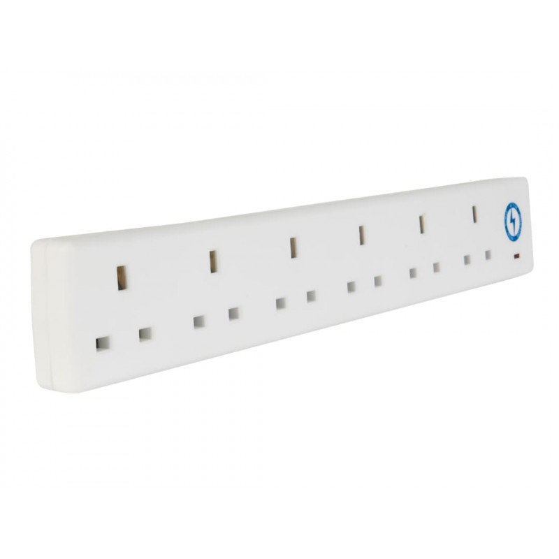 SMJ S6W2MP-X Extension Lead 240V 6-Way 13A Surge Protection 2m SMJ S6W2MP-X Extension Lead 240V 6-Way 13A Surge Protection 2m