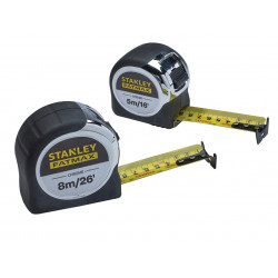 STANLEY® Hand Tools FMHT43041-0 FatMax® Chrome Pocket Tapes 5m/16ft & 8m/26ft (Twin Pack)