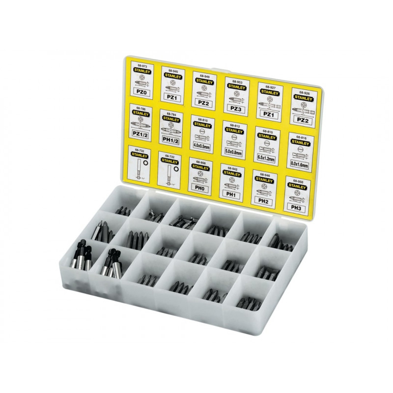 STANLEY® Hand Tools 1-68-741 Insert Bits & Magnetic Bit Holders Assorted Tray, 200 Piece