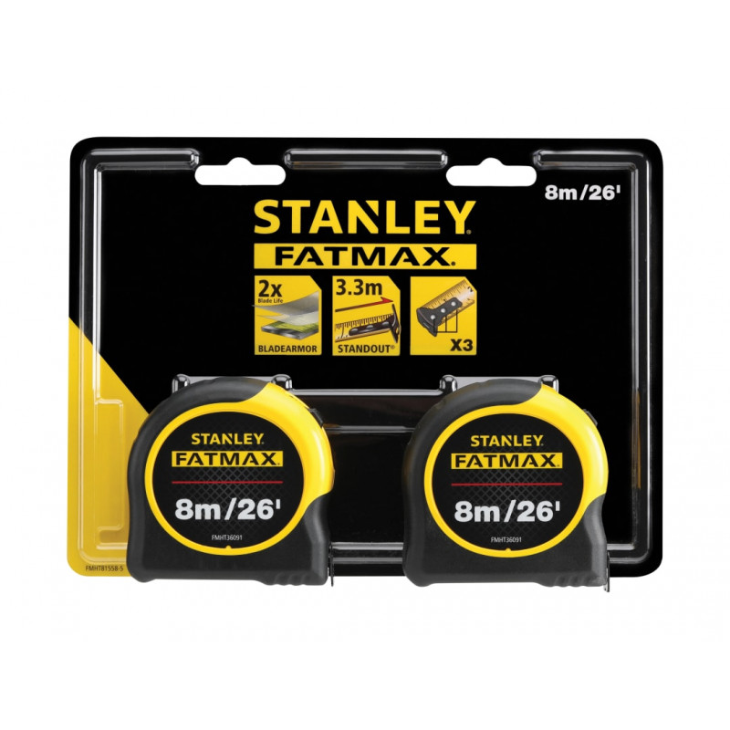 STANLEY® Hand Tools FMHT81558-5 FatMax® Classic Tape Twin Pack 8m/26ft (Width 32mm)