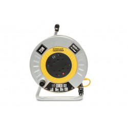 STANLEY® Electrical SXECGM2OHSE Open Metal Drum Cable Reel 240V 13A 4-Socket + 2 USB 25m