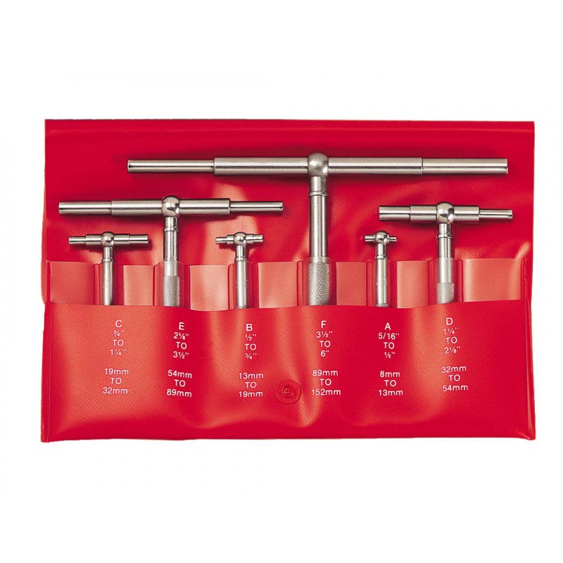 Starrett DC907 S579HZ Telescopic Gauge Set, 6 Piece 8-150mm