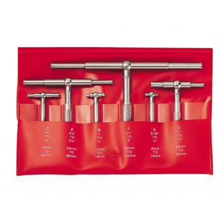 Starrett DC907 S579HZ Telescopic Gauge Set, 6 Piece 8-150mm