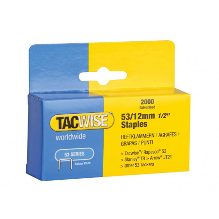 Tacwise 0337 53 Light-Duty Staples 12mm (Type JT21 A) (Pack 2000)