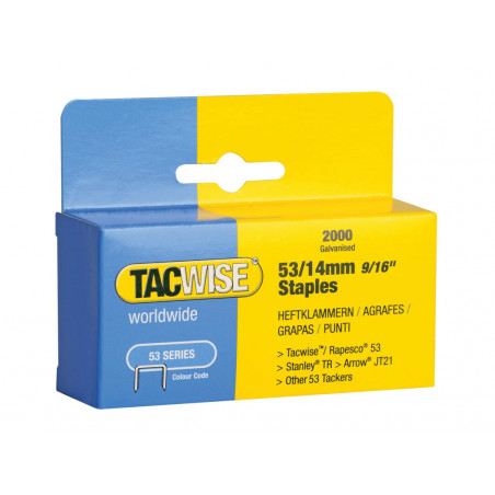 Tacwise 0338 53 Light-Duty Staples 14mm (Type JT21 A) (Pack 2000)