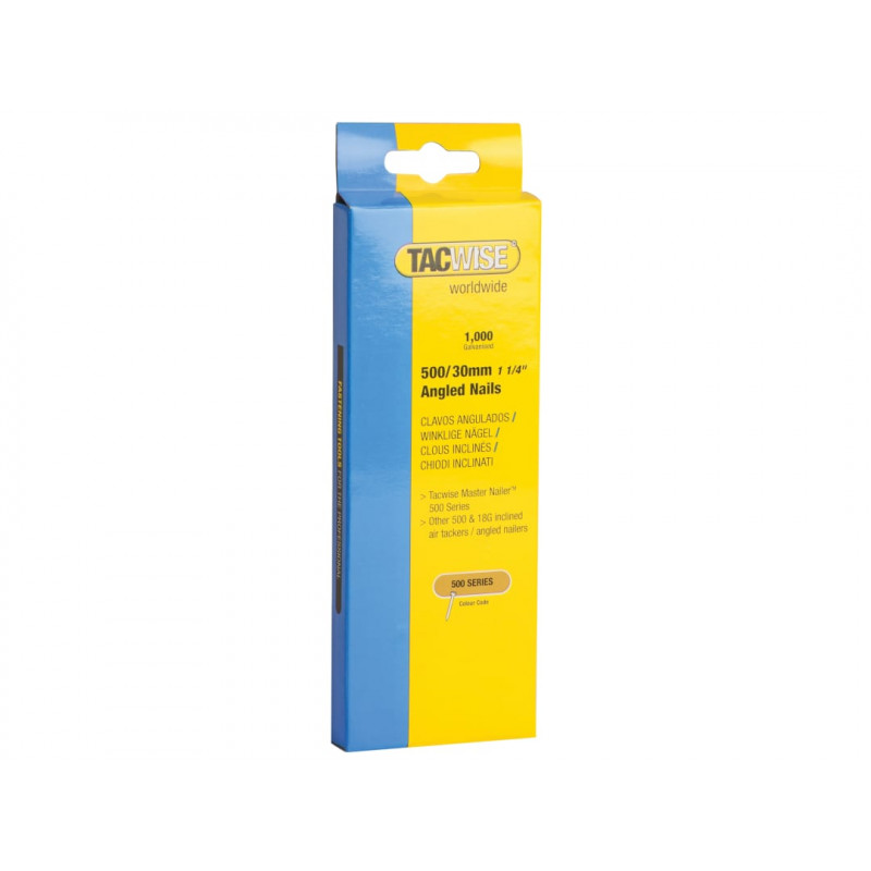 Tacwise 0481 500 18 Gauge 30mm Angled Nails (Pack 1000) Tacwise 0481 500 18 Gauge 30mm Angled Nails (Pack 1000)