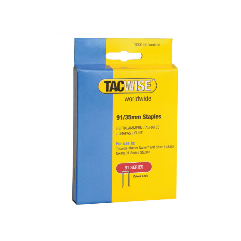 Tacwise 0746 91 Narrow Crown Staples 35mm - Electric Tackers (Pack 1000) Tacwise 0746 91 Narrow Crown Staples 35mm - Electric Tackers (Pack 1000)