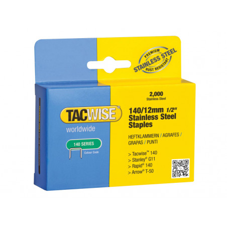 Tacwise 1220 140 Stainless Steel Staples 12mm (Pack 2000)