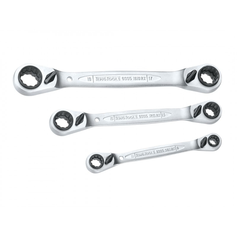 Teng 6503RX Multi Ratchet Ring Spanner Set of 3 8-19mm Teng 6503RX Multi Ratchet Ring Spanner Set of 3 8-19mm